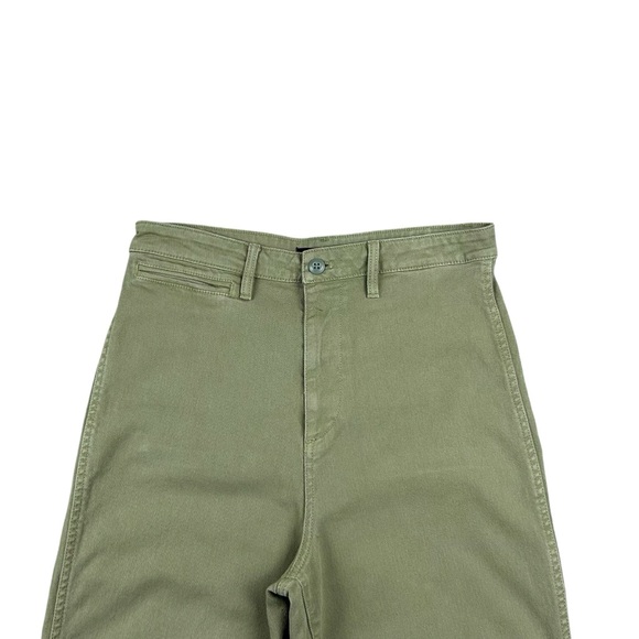 Quince Stretch Cotton Wide Leg Crop Chino Pants Size 10 Olive Green High Rise - Picture 6 of 12